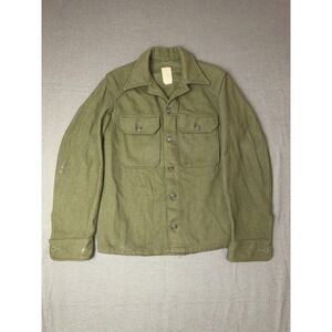 Vintage Army Wool Long Sleeve Field Button Up Shirt Mens XS Olive Green